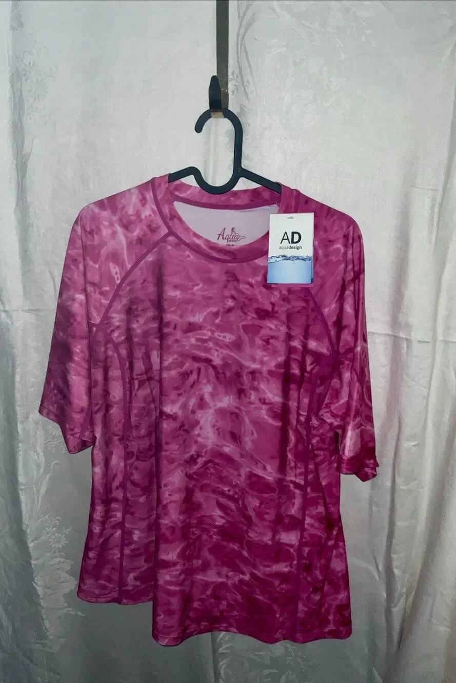 Swim Shirt, Aqua Design UPF 50+, Pink, XL, Surfer, Swimmer, Protective, NWT